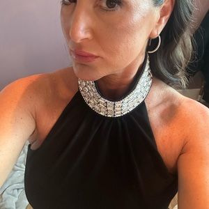 Cinq a Sept Izzy Rhinestone Collar Gown